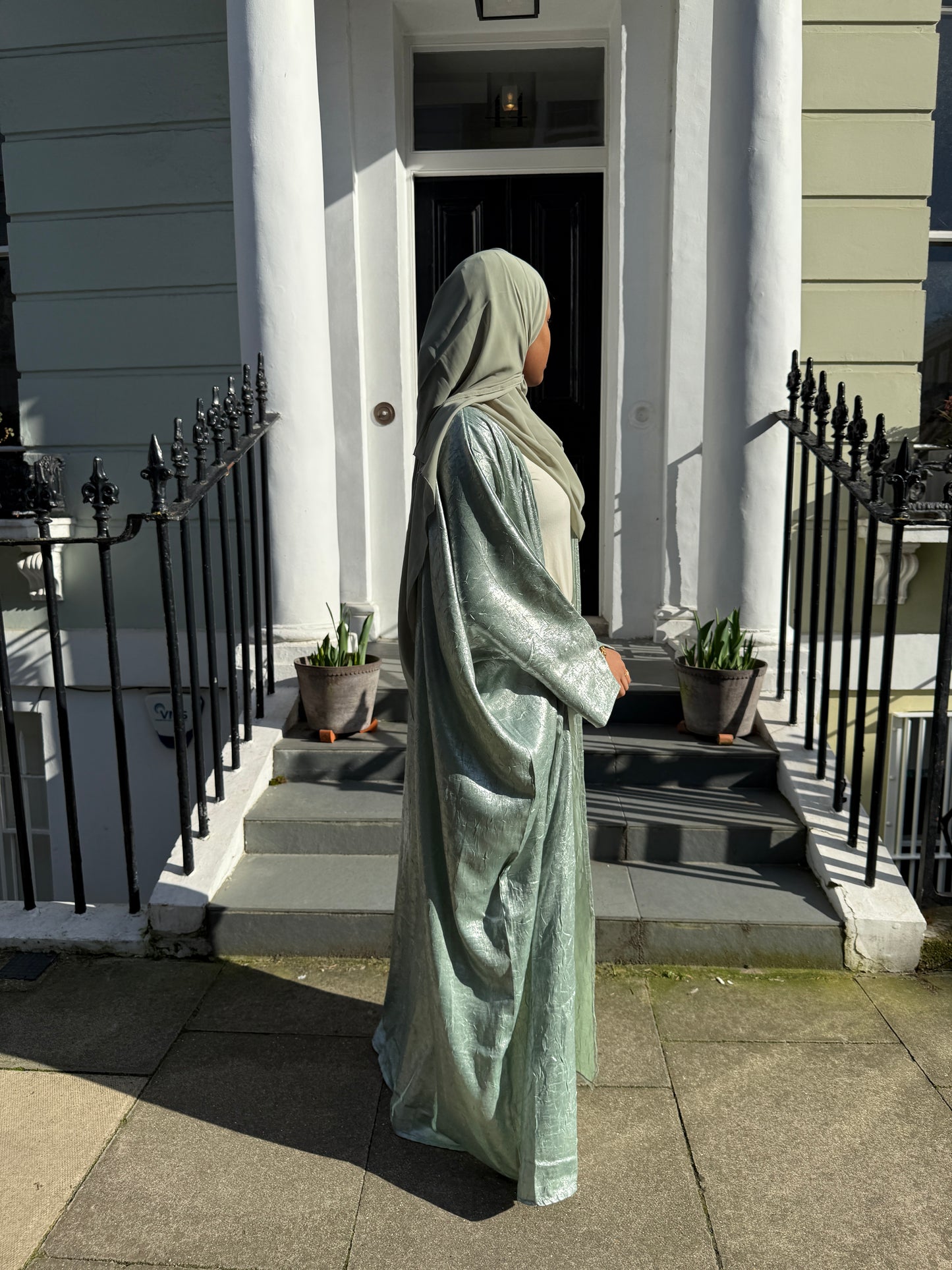 Sage Crushed Velvet Abaya