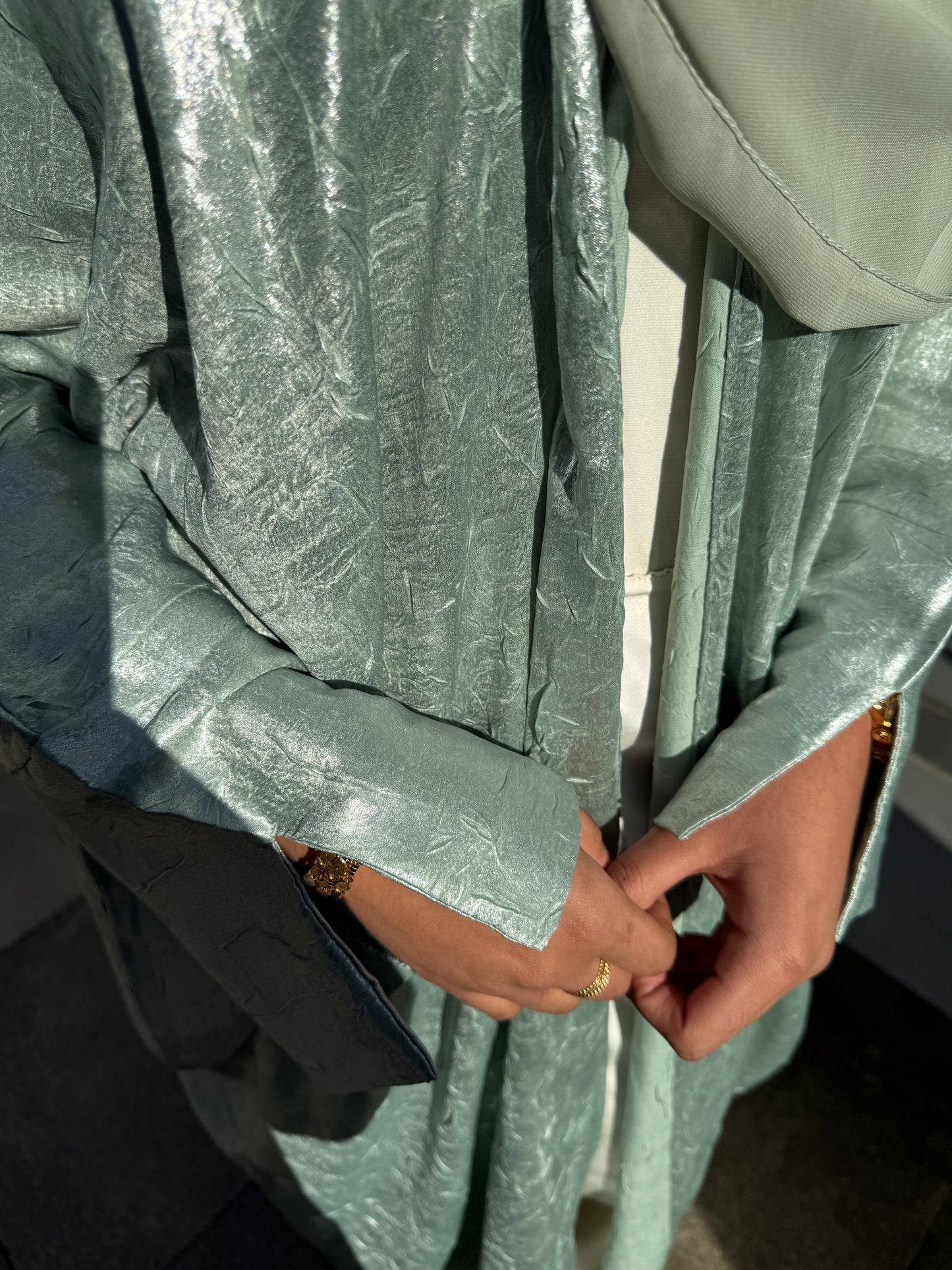 Sage Crushed Velvet Abaya