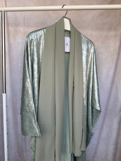 Sage Crushed Velvet Abaya